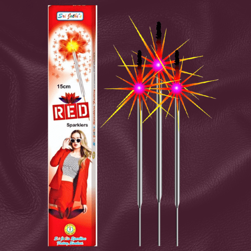 15 CM Red Sparklers - Sri Visakan Crackers